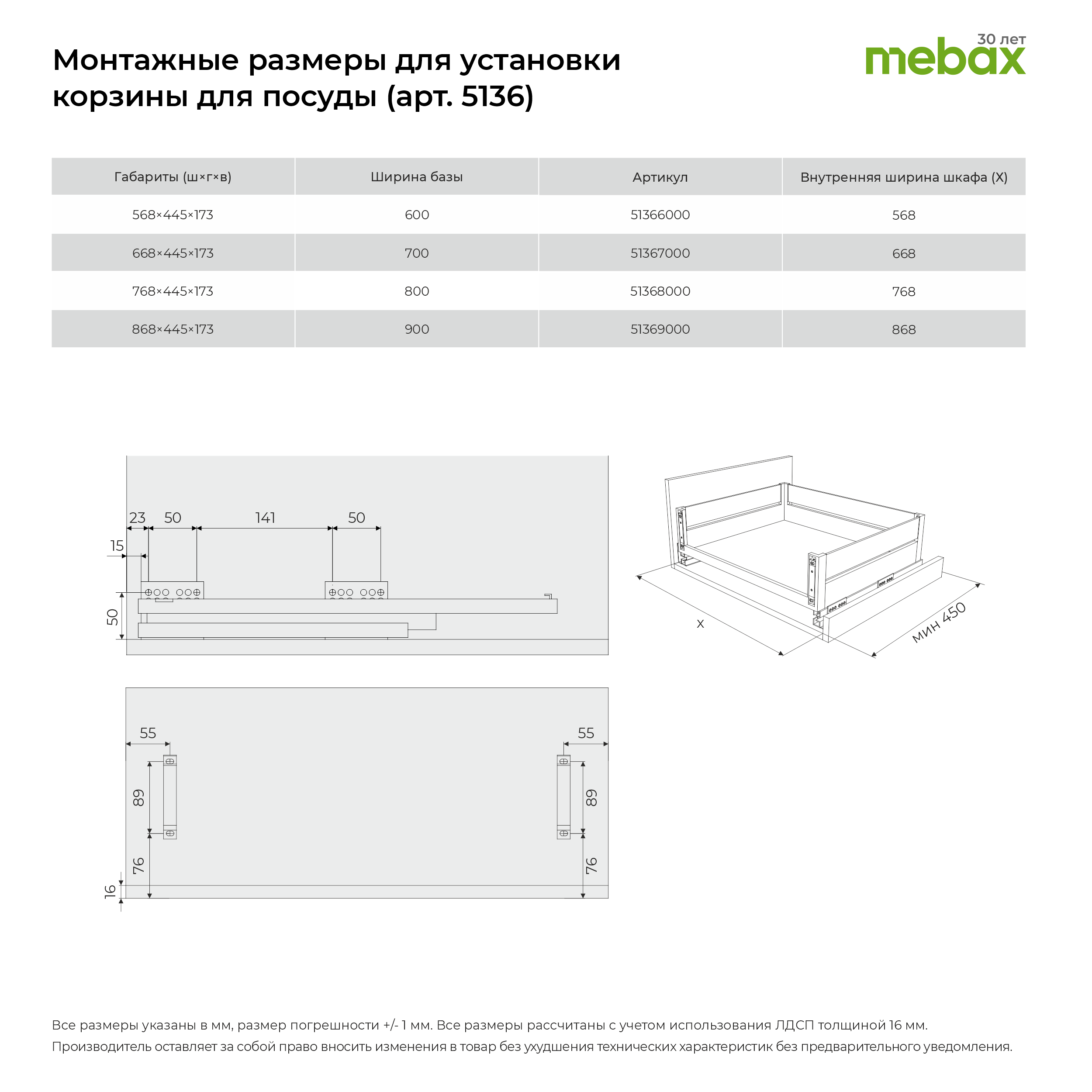 Корзина для габаритной посуды  Mebax
