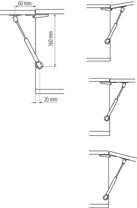 3 Подъёмник газовый (короткий) L160 мм
